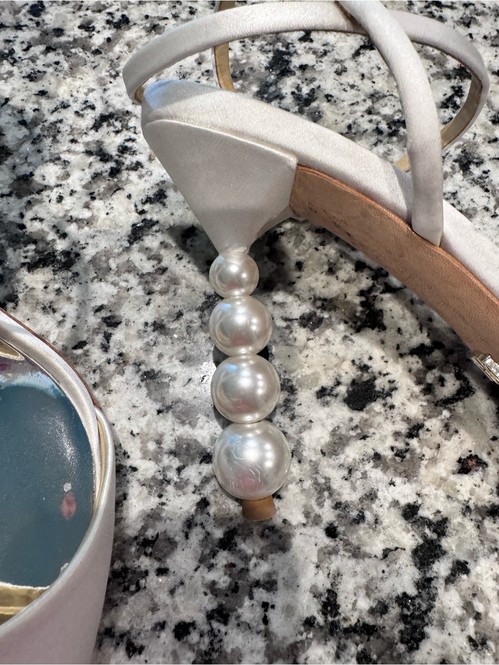 Bagley Mishka Pearl-Embellished White Satin Women's Dress Sandals